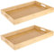 MANCHAP 2 Stück Bambus Serviertablett mit Griffen, 40 x 29 x 4 cm, Serviertablett aus Bambus, Bambus Tablett Rechteckig Groß für Frühstück im Bett, Tee, Kaffee, Essen
