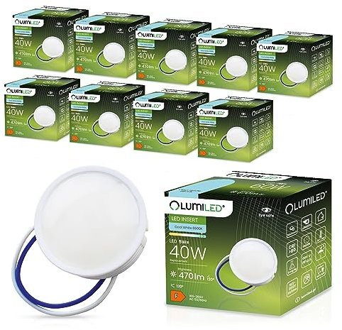 Lumiled Modul LED INSERT 5 W (Entspricht Halogen 40 Watt), extra flach spot, 470 Lumen, Kaltweiß 6500K, 120 Grad Abstrahlwinkel, Ra>80, Nicht Dimmbar, Leuchtmittel, Keramik, 10-er Pack