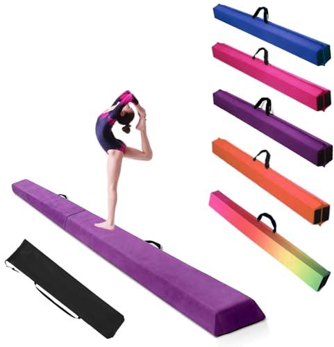 Alondy Gymnastik Faltender Schwebebalken, Balance Balken, Balance Fitness Ausrüstung für Kinder, Training Turnen Übung (275 cm, Violett)