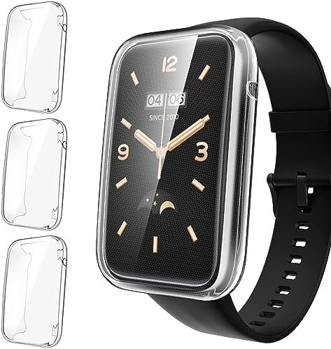 ivoler 3 Stücke Klar Silikon Hülle für Xiaomi Mi Band 7 Pro Schutzhülle, Vollständige Abdeckung Schutzfolie Weiche TPU Cover Case Schutz Displayschutz Folie