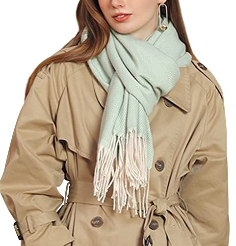 Camilife Damen Webschal Schal Lange Schal Breite Shawl mit Fransen Elegant Damenschal aus Kaschmirimitat Winterschal Umhängetuch Modisch Warm Einfach Basic 70×180cm - Fischgrät Muster Einfarbig