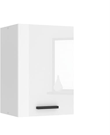 Belini Hängeschrank Küche, Küchenschränke SG. Breite 40 cm. Oberschrank mit 1 Tür, Küchenhängeschränke, Wandschrank Hängend, Weiß Hochglanz