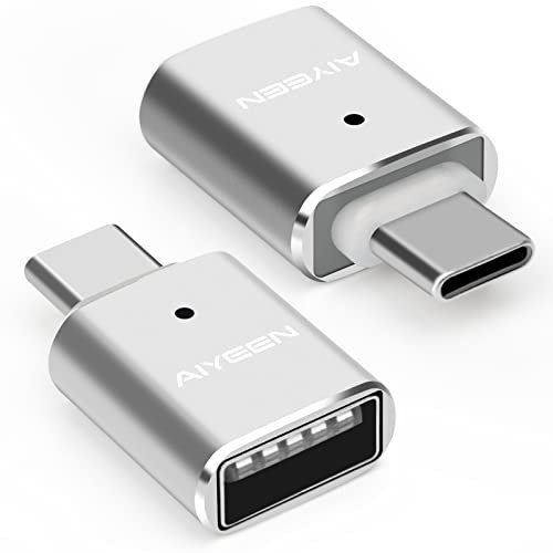 Adaptateur USB C vers USB (2 Paquets), Adaptateur OTG USB C Mâle vers USB 3.0 Femelle Compatible avec MacBook Pro 2019/2018/2017,MacBook Air 2018 et Plus d'appareils Type-C, Argent