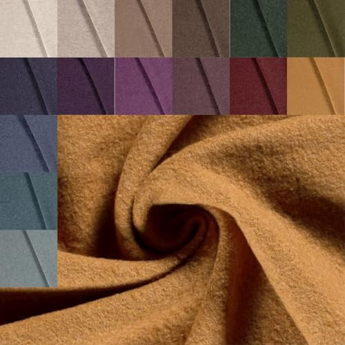 Walkloden Meterware uni meliert - Walkstoff, Mantelstoff, Trachtenstoff, Wollwalk, Loden, Wollstoff, 100% Schurwolle/Wolle * ab 50 x 140cm, Farbe: 034 ocker