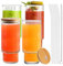 Aikio Ribbed Glasses, Set of 4 16oz Vintage Glasses Drinking Cups with Lids and Straws, Reusable Iced Coffee Glass Cups, Ideal for Coffee, Juice, Beer, Whiskey, Gift