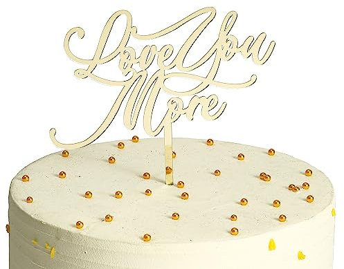 Love you more Cake Topper,golden acrylic,Anniversary Party Decorations,Personalized wedding cake toppers, wedding cake toppers, birthday keepsake decorations.