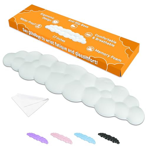 Cloud Wrist Rest Keyboard | Desk Cloud Wrist Pad | Cloud Palm Rest Keyboard | Cute Hand Computer Cushion | Ergonomic Gaming Wrist Computer Pad Rest | Cloud Arm Rest Keyboard Wrist Pad - White