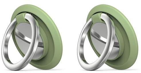 2 Pieces Mobile Phone Ring Holder, Magnetic Finger Ring Stand Car Mount Available 360° Adjustable Mobile Phone Loop for All Smartphones (Green)