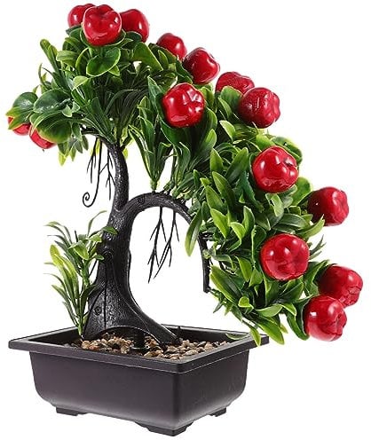 Yardwe Gefälschte Künstliche Topfpflanzen Bonsai Kunstpflanzen Mit Topf Künstliche Pflanzenornamente Künstliches Im Topf Künstlicher Apfelbaum Mini-topfpflanzen Blumen Plastik Drinnen