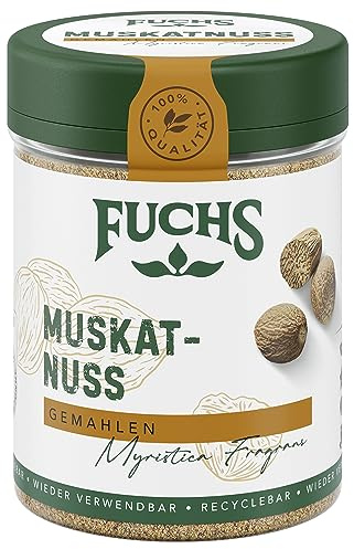 Fuchs Gewürze - Muskatnuss gemahlen - verfeinert Kartoffelgerichte aller Art oder Desserts - natürliche Zutaten - 50 g in wiederverwendbarer, recyclebarer Dose