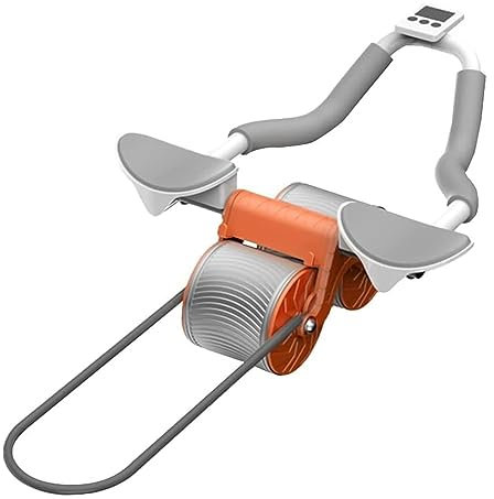 Roue abdominale à rebond automatique, roue abdominale avec support de coude minuteur for débutants, double roue d'exercice avec support de tapis de genou for la musculation du corps, la musculation à