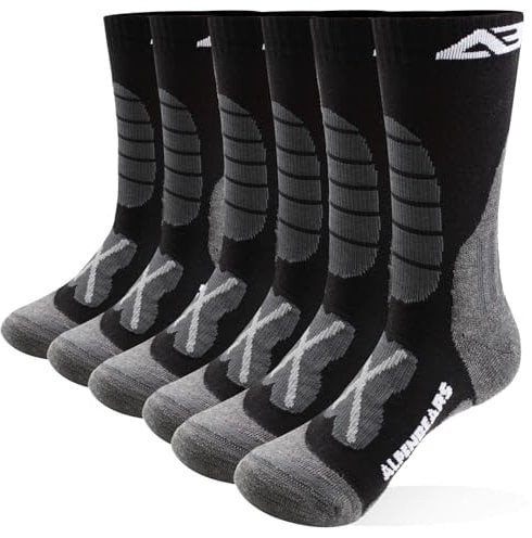Premium Wandersocken aus Merino Wolle - [3 Paar] - Profi Trekkingsocken zum Wandern - Outdoor Socken für Damen, Herren & Kinder - Warme Merino Wandersocken - Funktionssocken (Schwarz, 43-48)