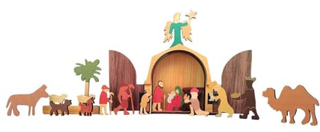 Sharplace Weihnachtskrippen-Ornamente, Krippen-Andenken, rustikal, Weihnachtsdekoration, christliche Ornamente für den Kamin im Innenbereich
