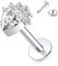 Titan Labret-Ohrstecker 16G Labret-Schmuck mit Innengewinde und flachem Rücken Silberne Labret-Ohrstecker mit CZ-Wassertropfen Tragus-Piercing 10mm Monroe Medusa Helix Knorpel Conch-Ohrstecker