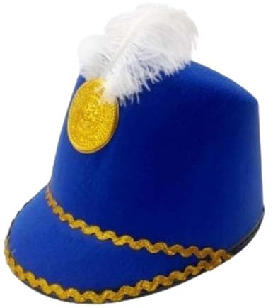 Harilla Amerikanische Blaskapelle Hut, Band-Major-Hut mit Feder, Trommel-Major-Hut für Bühnenaufführung, Verkleidung, Karneval, Halloween-Party, Blau