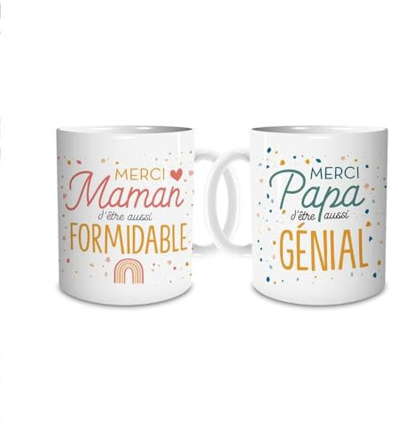 Coffret duo mugs maman papa genial