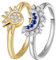 Tusuzik Sonne Mond Ring Ringe Frauen Set Gold Silber 925 Damen Rings Silberring Überlagerung Matching,7