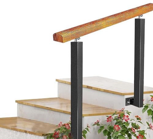 Holztreppen-Balusterpfosten – 270° verstellbar, Handlaufgeländer mit Installationssatz, Treppengeländer aus Schmiedeeisen, Deckgeländer, Innen- und Außentreppenhandlauf mit 2–3 Stufen (Farbe : Height