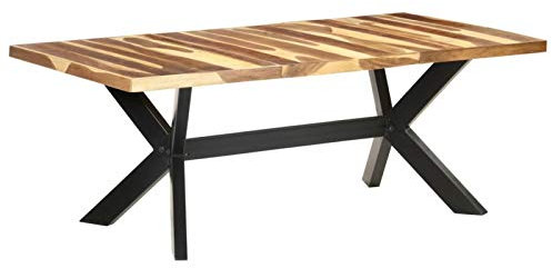 LAPOOH Esstisch, Esszimmertisch, Baumkantentisch, Dining Tables, Esszimmermöbel, Küchentisch, 200x100x75 cm Massivholz in Palisander-Optik