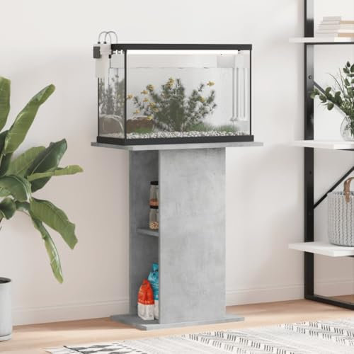IKAYAA Aquarium Unterschrank Betongrau, Aquariumständer für Aquarien, Aquarienschrank, Aquarium Tisch Holzwerkstoff 60,5x36x72,5 cm
