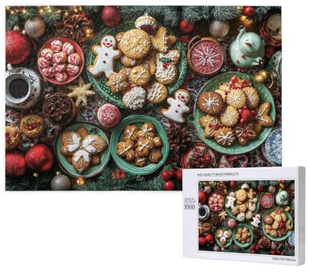 Christmas Classic Gingerbread Man puzzles for adults 1000 pieces, Challenging Puzzle for Game Nights, for Men Women Elders Seniors, Finished Size is 29.52 X19.68inches
