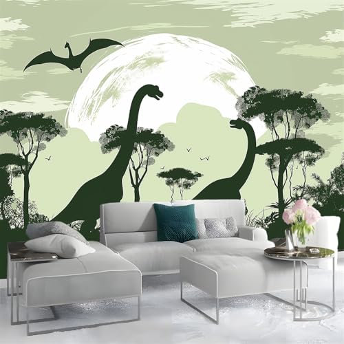 Wallpaper The Jungle Book Dinosaurs Wallpaper Non-Woven Premium Print Fleece Wall Mural Poster Picture for Home Office Dorm Indoor and Outdoor Decoration Wall Art Bedroom 200 x 140 cm Green White