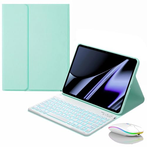 JZCZMCE Keyboard Case for Lenovo Tab P11 Pro Gen 2 / Pro 11.2 2022 (TB-132FU/ TB-138FC), Magnetic Detachable Wireless Backlight Keyboard with Bluetooth Mouse,green 1