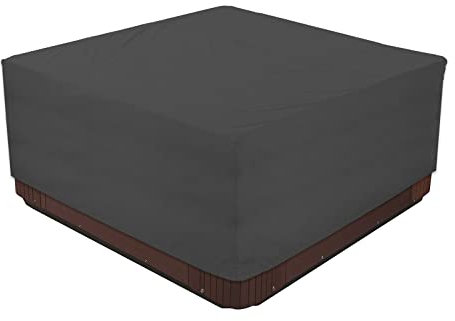 Whirlpool-Abdeckung für Terrasse, quadratisch, 210D Oxford-Gewebe, Garten-Poolabdeckungen, staubdicht, Anti-Gartenmöbel, schwarz, 244 x 244 x 90 cm