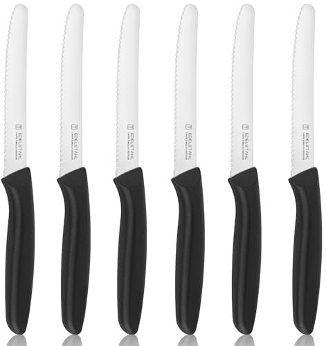targzier Coltelli Da Tavola in Acciaio Inossidabile, Set Di 6 Pezzi, 21.7cm,Coltelli Da Cucina,Coltello Pane,Coltelli Da Tavola Con Bordo Seghettato,Coltelli Da Tavola Seghettati,Nero.