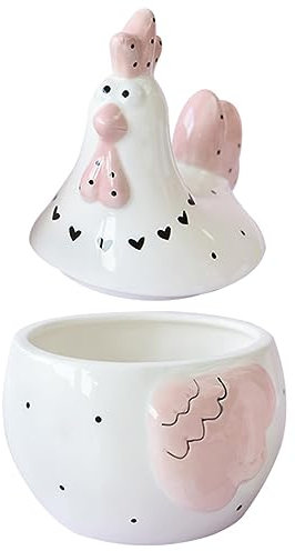 ABOOFAN Ceramic Chicken Shaped Egg Storage Box with Airtight Lid Versatile Container for Eggs Snacks and Dried Foods Kitchen Decor and Present Idea Large Rooster Design