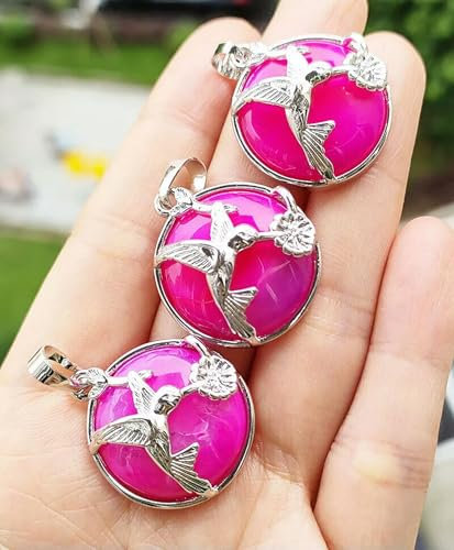 10 stücke Rose Achat Stein kolibri Anhänger Prism Magic