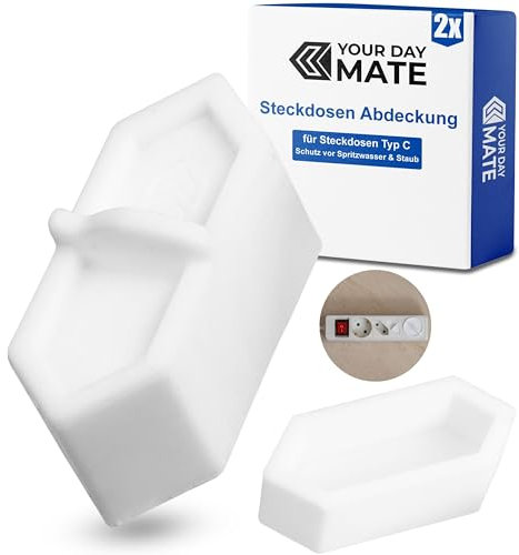 Steckdosen Abdeckung, 2 Stück, in Weiß, aus Silikon, Steckdosenschutz vor Spritzwasser, Staub, Deckel für Eurostecker Typ C Steckdose, Kappe für Öffnungen von Mehrfachstecker, Möbel Steckdosenleiste