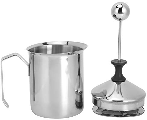 400ml Stainless Steel Manual Milk Frother – Hand Pump Foam Maker for Coffee, Cappuccino, Latte, Matcha, Hot Chocolate