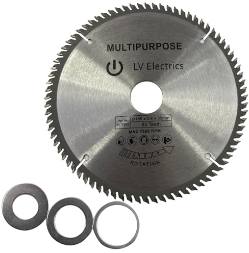 Hunricho Hartlegierungssägeblatt185x2.4x30mmfürHolzbearbeitung/Kunststoffschneiden, geeignet für Kreissägen/Tischsägen (185x2.4x30mm)