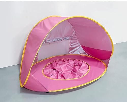 Tente de plage pour bébé - Tente de piscine pop-up portable - Abri solaire - Protection UV - Avec sac de transport (rose)