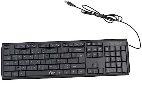 Tofficu Ultra Dünne Stumm Tastatur Wasserdichtes USB Büro Keyboard für Pc und Laptop Schwarz mit Tastenlayout und Langlebigem Design