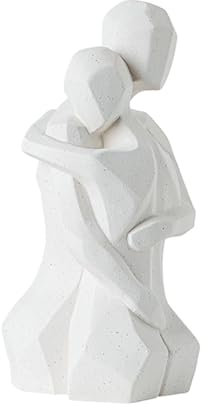 HABITZ Umarmendes Paar Statue Figur Abstrakte Dekorative Skulptur Moderne Romantische Skulpturen Regal Ornamente Kunst Geometrie Skulpturen Keramik Dekorativ for Jahrestag Hochzeit Mann Frau(Blanc)