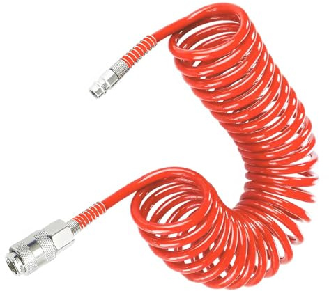 TIANLIN Tubo Aria Compressa 9m, PU Arancione 6x4mm con Attacco Rapido, Accessori Compressore Aria e Utensili Pneumatici