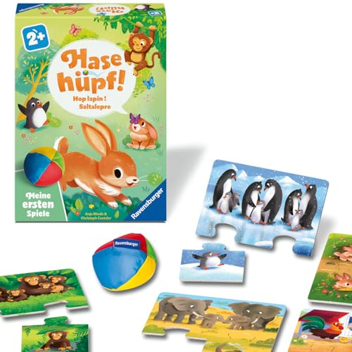 Ravensburger 12010006 Hase hüpf! - Meine ersten Spiele: Kinderspiele, Bewegungsspiele, Spiele ab 2 Jahre zum Farben Lernen, für 1-4 Spieler, Geschenk für Mädchen oder Junge