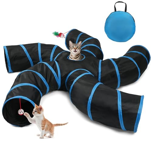 Joytale Cat Tunnel for Multiple Cats, 5-Way Indoor Tube Toy to Chase & Hide