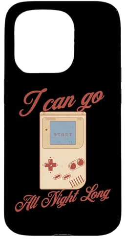 Retro Handheld Humor Start Ich Kann Die Ganze Nacht Hülle für iPhone 15 Pro