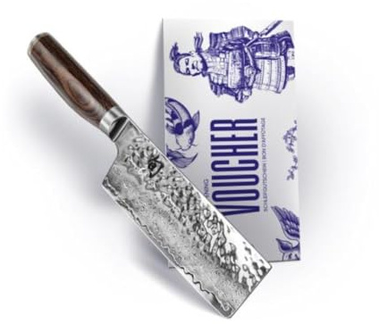 KAI Shun Premier TDM-1742 Tim Mälzer Nakiri Messer 14 cm exklusives Angebotsset mit Schleifgutschein, VG-MAX Damaststahl Gemüsemesser mit Tsuchime-Hammerschlag