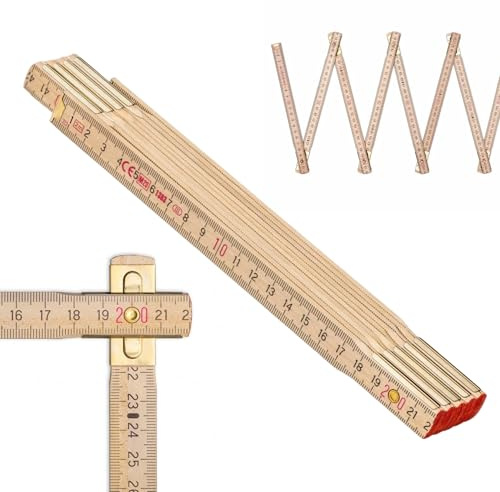Metrie™ Zollstock Perfekt 10 – Gliedermaßstab 2m | Natur | Lackiertes Holz, Stahlgelenke – Duplex Teilung, Hergestellt in der EU | Robuster & Präziser Holz-Gliedermaßstab | 1 Stück