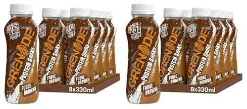 Grenade Fudge Brownie High Protein Shake, 8 x 330 ml (Pack of 2) | Over 25 g Protein Per Bottle, Smooth & Creamy, Ready to Drink, Perfect for On-The-Go, Vegetarian