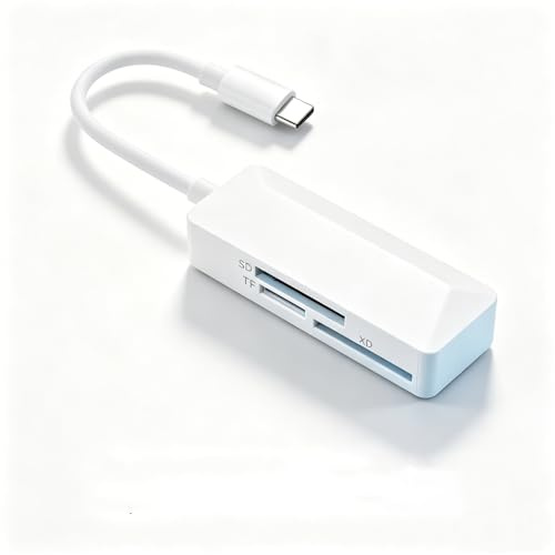Casoter Mini 3-in-1 Memory Card Reader, USB-C Card Reader Compatible with Laptop, Phone and Tablet, Supports TF, SD and XD Cards