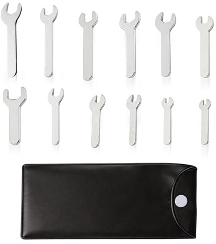 JDNOL Thin Open End Spanner Set, 12Pcs Small Flat Head Galvanizing Wrench | Metric U-Shaped Wrenches with Portable Storage Pouch for Automotive Home & Industrial Repairs