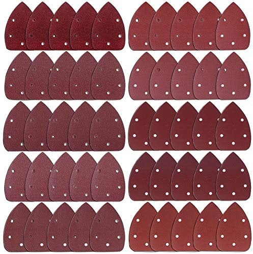 AUSTOR 50 Pezzi Carte Abrasivi Verata per Mouse Triangoli Carta Vetrata Fogli Abrasivi Triangoli 40/60/80/100/120/180/240/320/400/800 Grana per Levigatura
