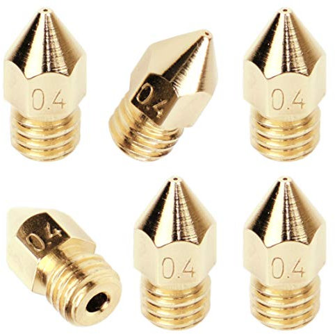 3D FREUNDE 6 Stk. 0.4mm Düsen Set MK8 Makerbot RepRap Anet A8/A6 Flashforge CtC Extruder Hotend Druckkopf aus Messing für 1.75mm Filament 3D Drucker (Nozzle) M6
