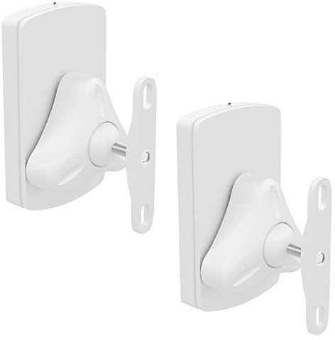 deleyCON 2X Soporte Universal para Altavoces y Bafles de Grado de Rotación + Inclinación hasta 10kg de Carga Instalación en Paredes y Techos - Blanco