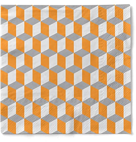 Sovie HOME Serviette CHICAGO | Tissue-Servietten 33x33 cm | saugstarke und hochwertige Einweg-Servietten | 20 Stück (Orange-Grau)